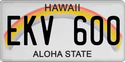 HI license plate EKV600
