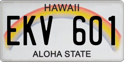 HI license plate EKV601