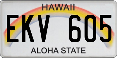 HI license plate EKV605
