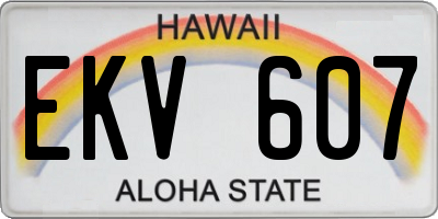 HI license plate EKV607