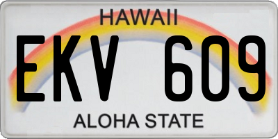 HI license plate EKV609