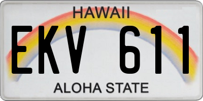 HI license plate EKV611