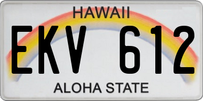 HI license plate EKV612