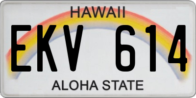 HI license plate EKV614