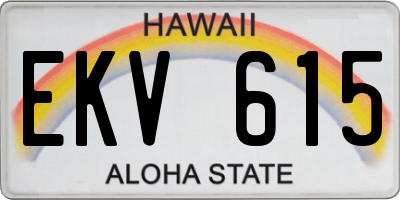 HI license plate EKV615