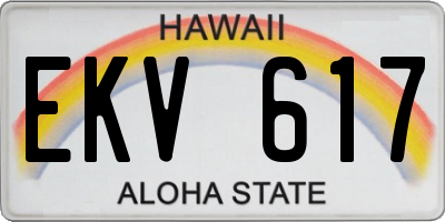 HI license plate EKV617