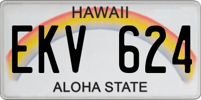 HI license plate EKV624