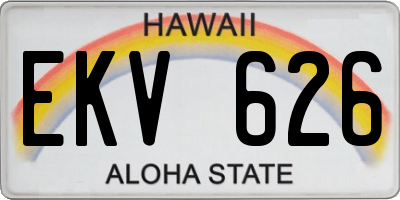 HI license plate EKV626