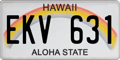 HI license plate EKV631