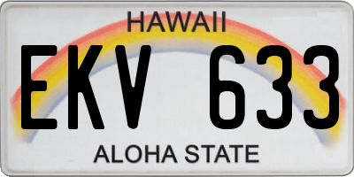 HI license plate EKV633