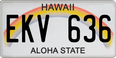 HI license plate EKV636