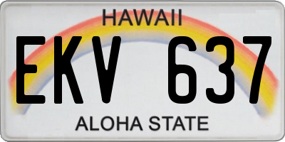 HI license plate EKV637
