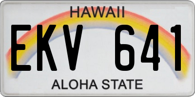 HI license plate EKV641