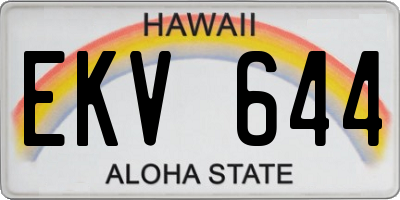 HI license plate EKV644