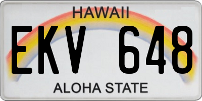 HI license plate EKV648