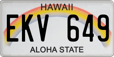 HI license plate EKV649