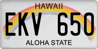 HI license plate EKV650