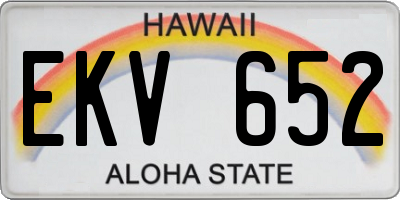 HI license plate EKV652