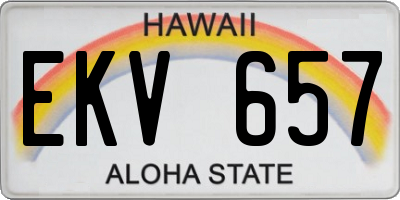 HI license plate EKV657