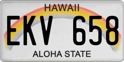 HI license plate EKV658
