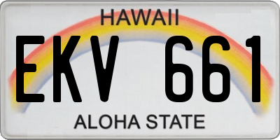 HI license plate EKV661
