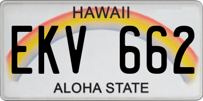 HI license plate EKV662