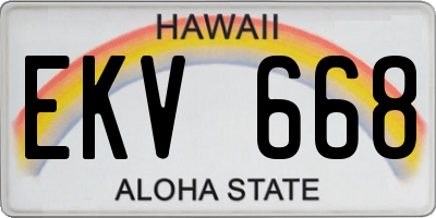 HI license plate EKV668