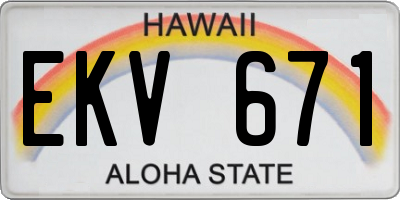 HI license plate EKV671
