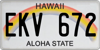 HI license plate EKV672