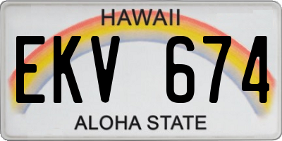 HI license plate EKV674