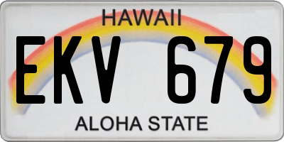HI license plate EKV679
