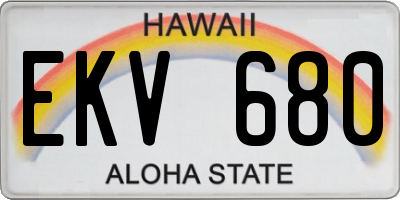 HI license plate EKV680
