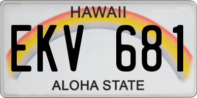 HI license plate EKV681