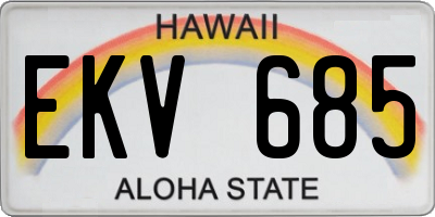 HI license plate EKV685