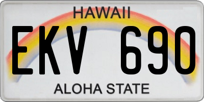 HI license plate EKV690