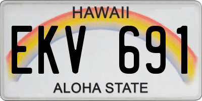 HI license plate EKV691