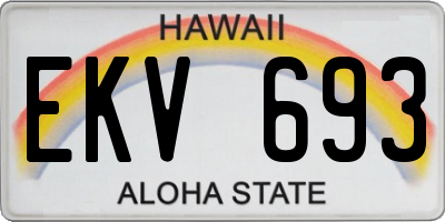 HI license plate EKV693