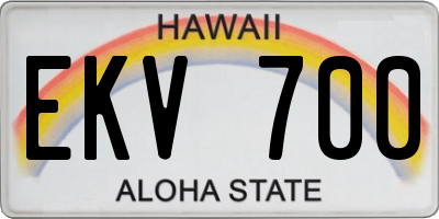 HI license plate EKV700