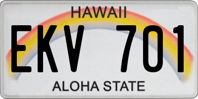 HI license plate EKV701