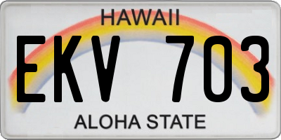 HI license plate EKV703