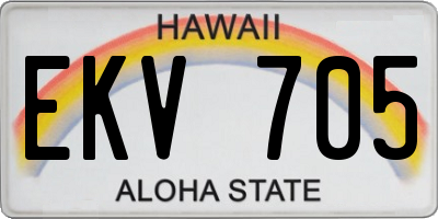 HI license plate EKV705