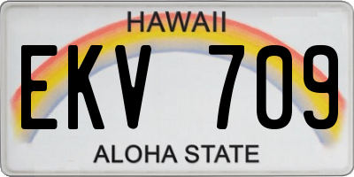 HI license plate EKV709