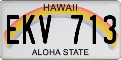 HI license plate EKV713