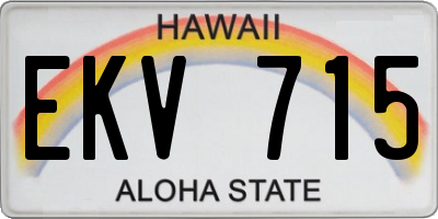 HI license plate EKV715
