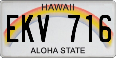 HI license plate EKV716