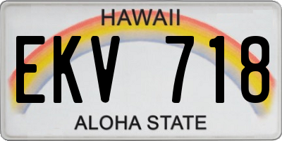 HI license plate EKV718