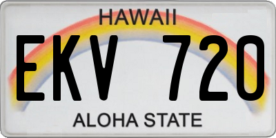 HI license plate EKV720