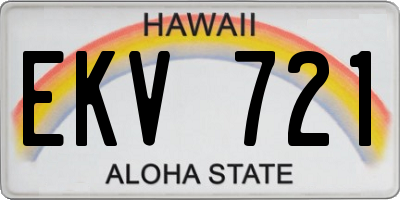 HI license plate EKV721