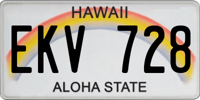 HI license plate EKV728