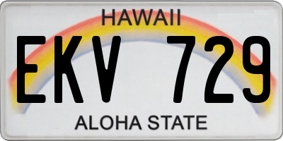 HI license plate EKV729